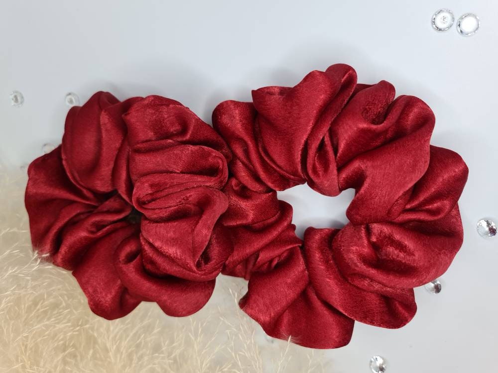 Velvet Touch Satin Scrunchie - Claret