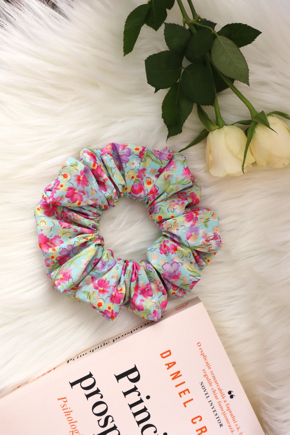 Cotton Scrunchie - Rose & Hubble Poplin - Sky Blue