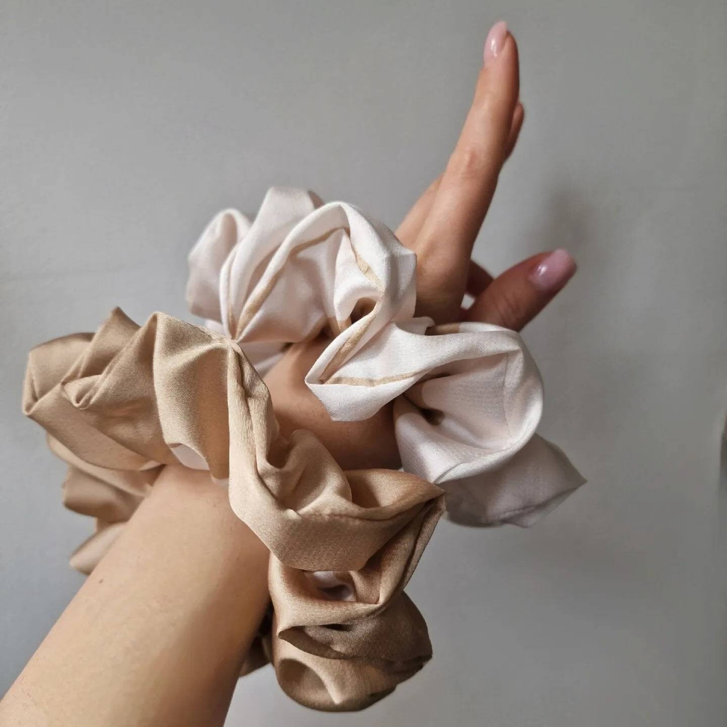 Satin Hair Scrunchie – Nude Cream