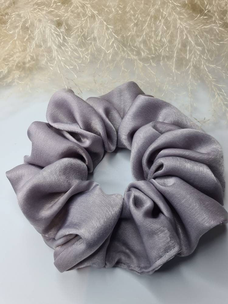 Velvet Touch Satin Scrunchie - Silver