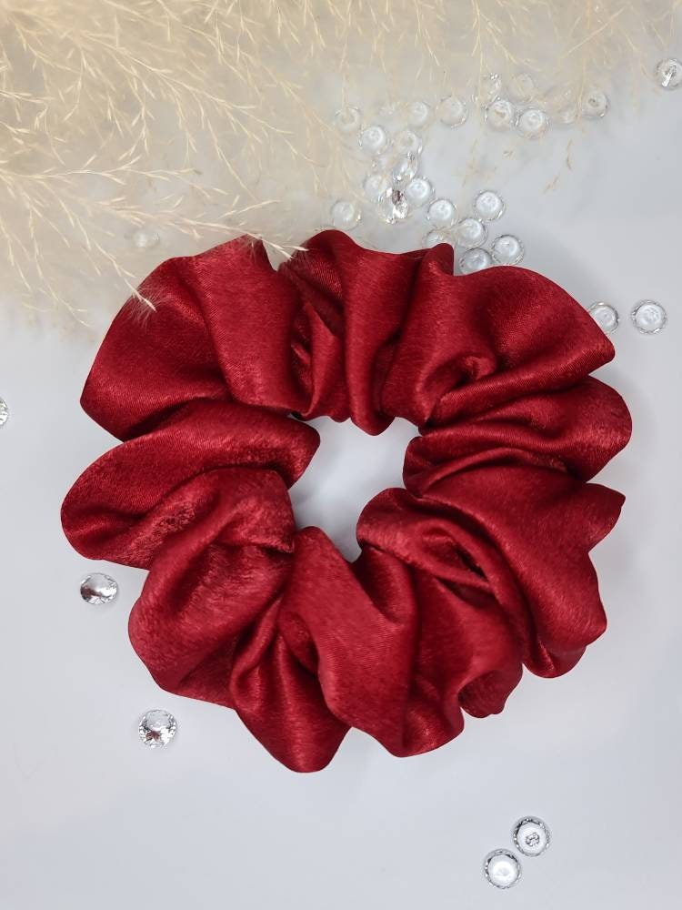 Velvet Touch Satin Scrunchie - Claret