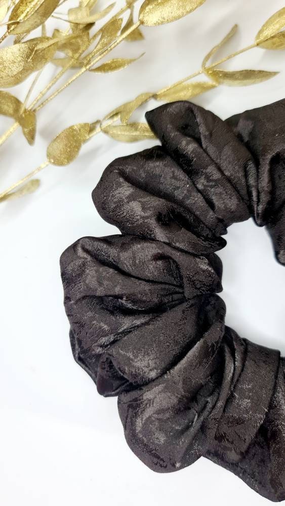 Hair Scrunchie – Black Floral