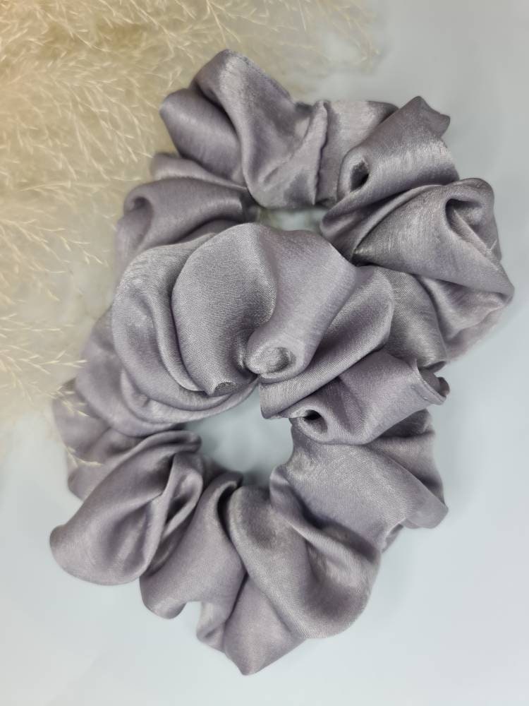 Velvet Touch Satin Scrunchie - Silver