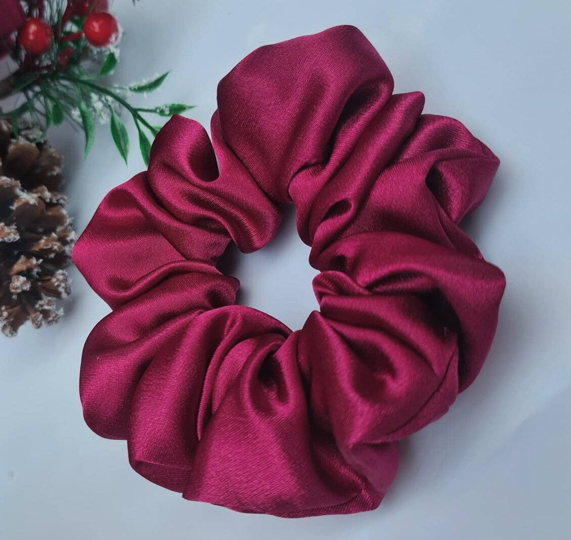 Satin Hair Scrunchie – Burgundy