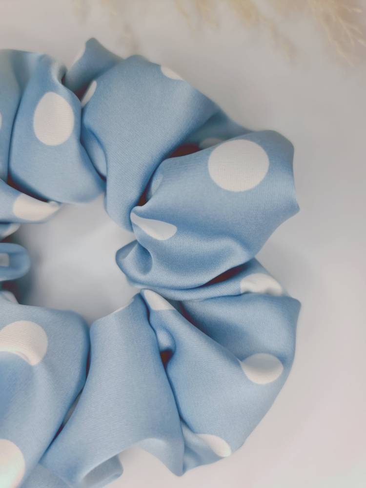 Satin Scrunchie - Polka Dot  Blue