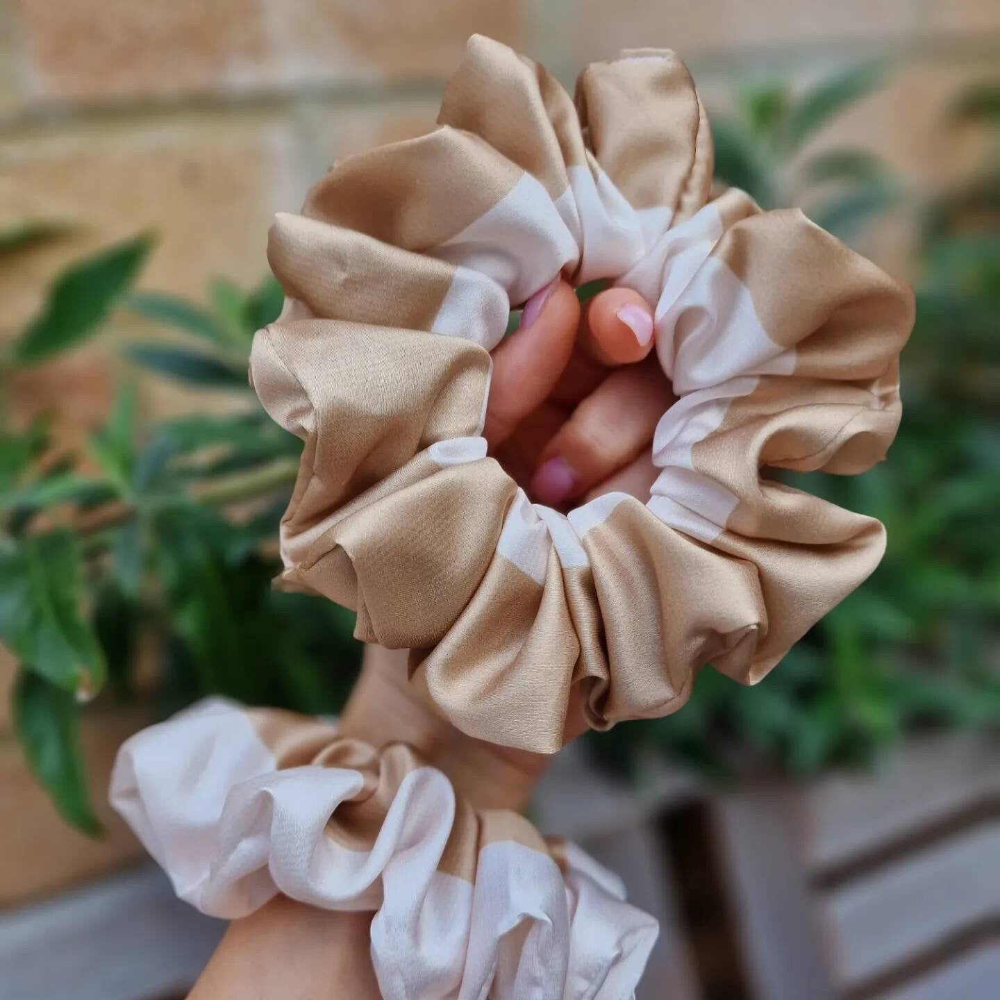 Satin Hair Scrunchie – Nude Cream