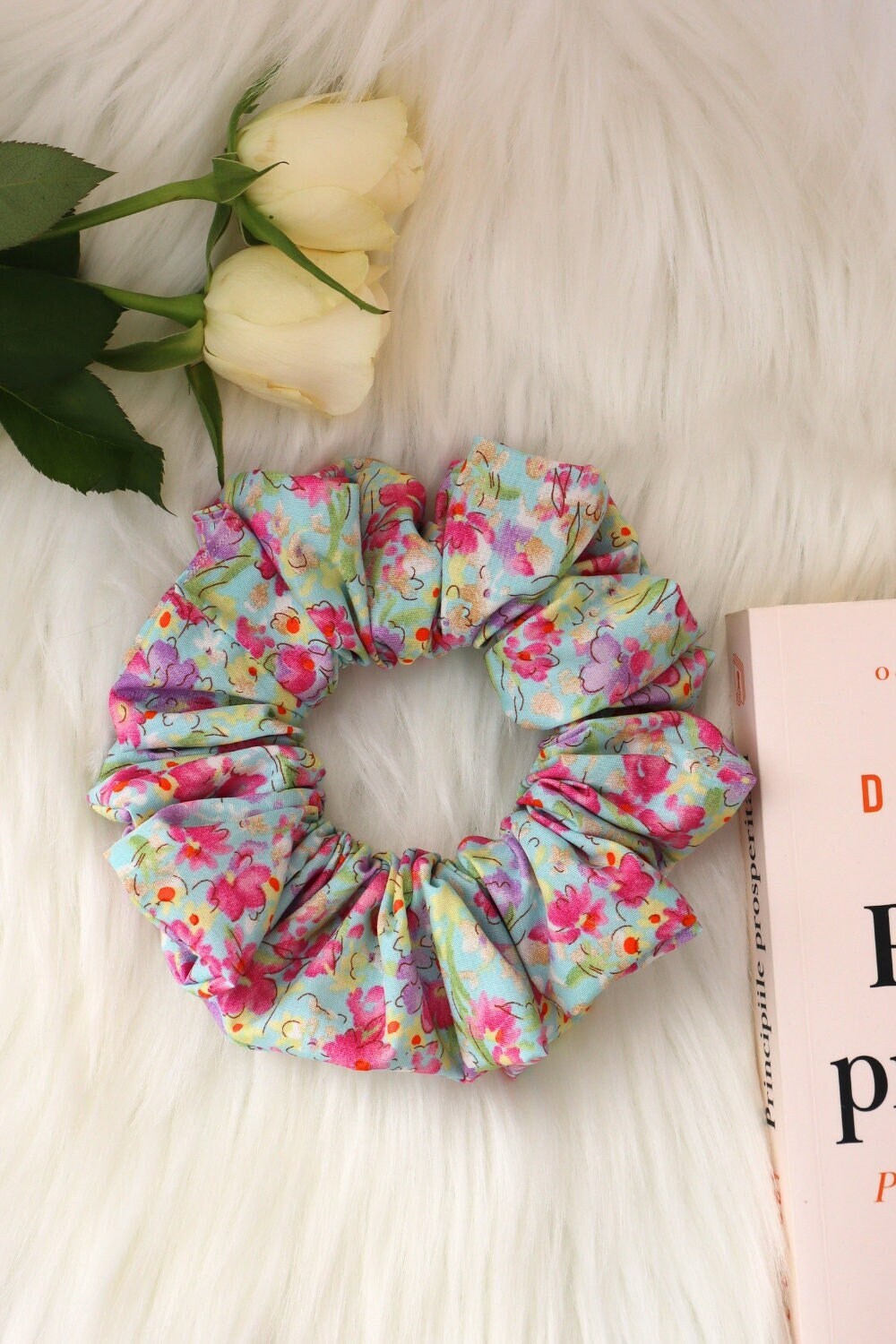 Cotton Scrunchie -  Rose & Hubble Poplin - Sky Blue