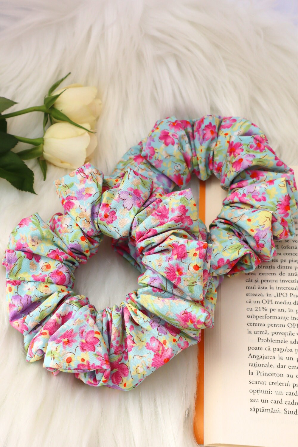 Cotton Scrunchie -  Rose & Hubble Poplin - Sky Blue