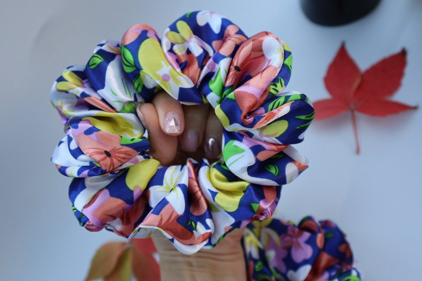 Satin Scrunchie  - flowers print