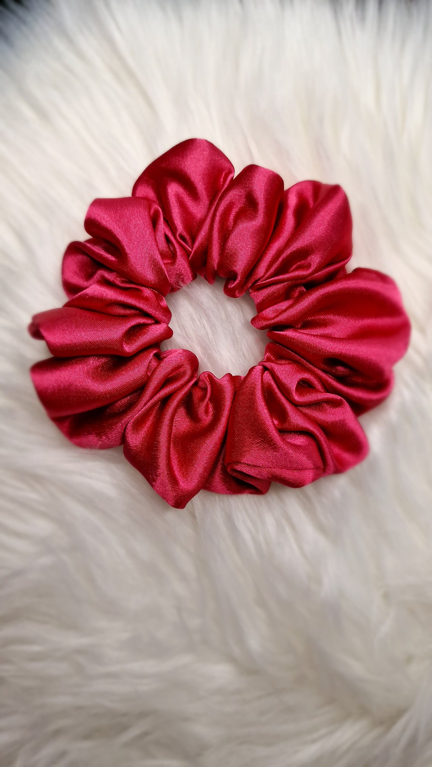 Satin Scrunchie - Deep pink crepe