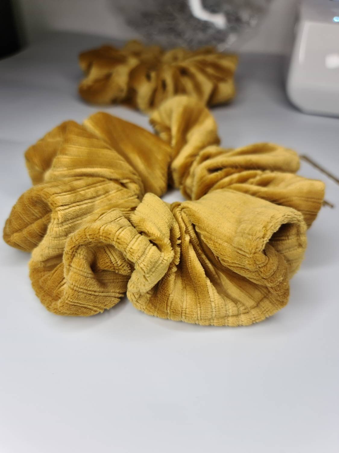 Corduroy Scrunchie - Soft Velvet curry