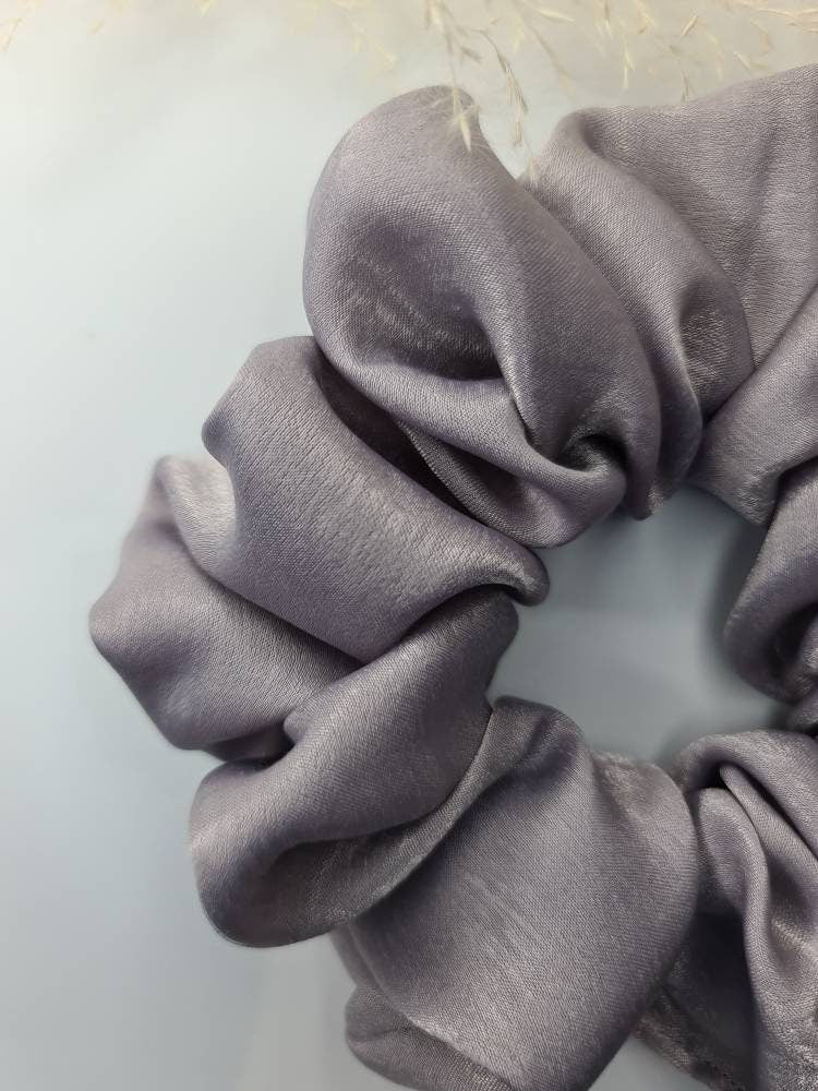 Velvet Touch Satin Scrunchie - Silver
