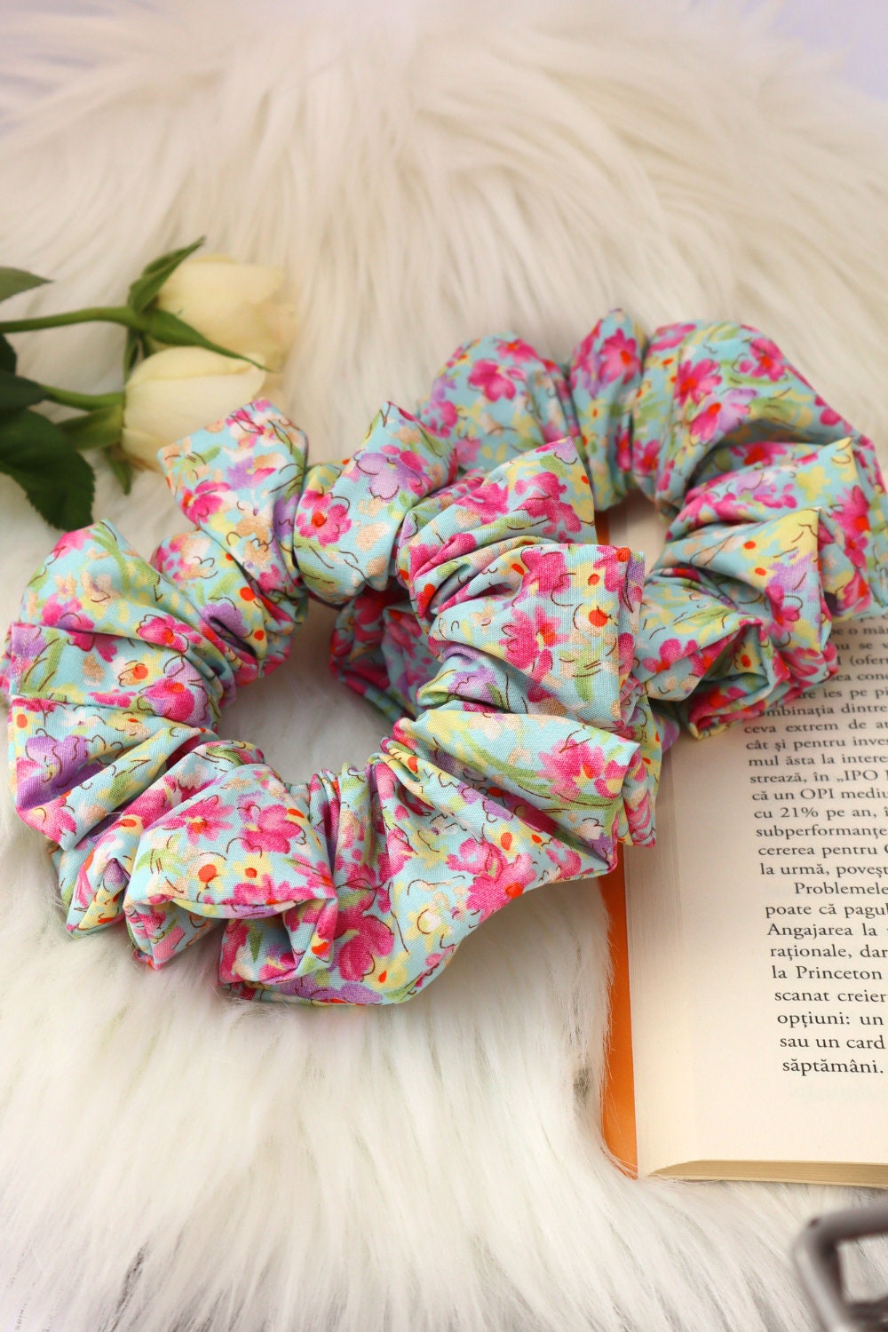 Cotton Scrunchie -  Rose & Hubble Poplin - Sky Blue