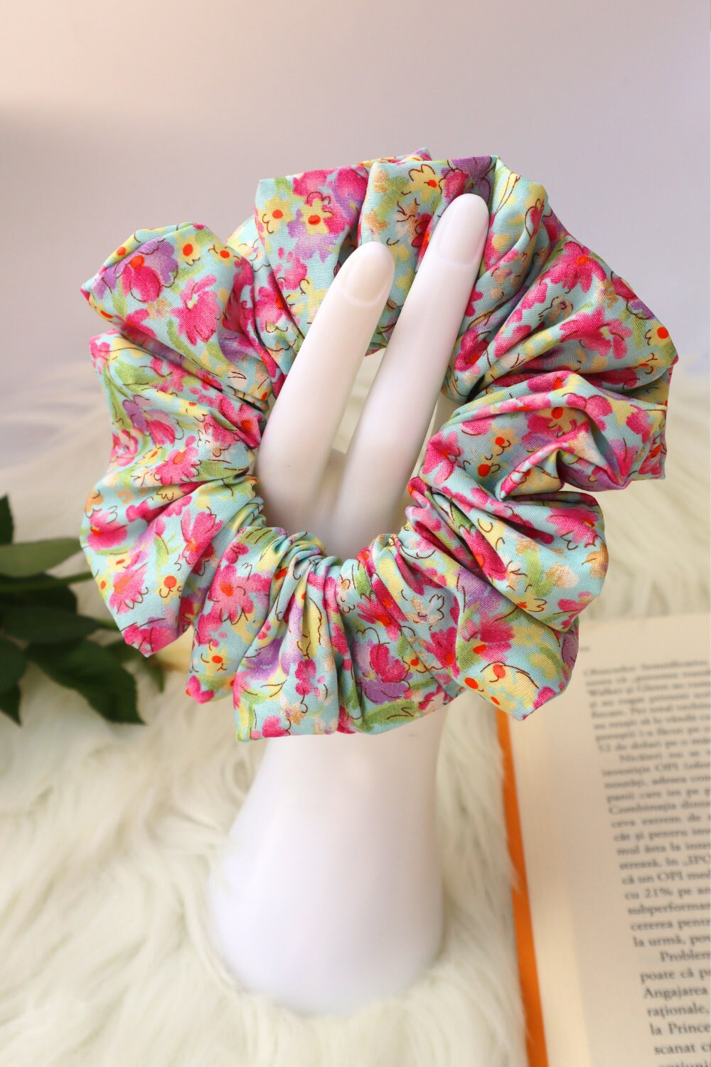 Cotton Scrunchie -  Rose & Hubble Poplin - Sky Blue