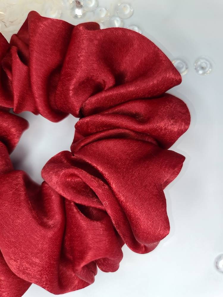 Velvet Touch Satin Scrunchie - Claret