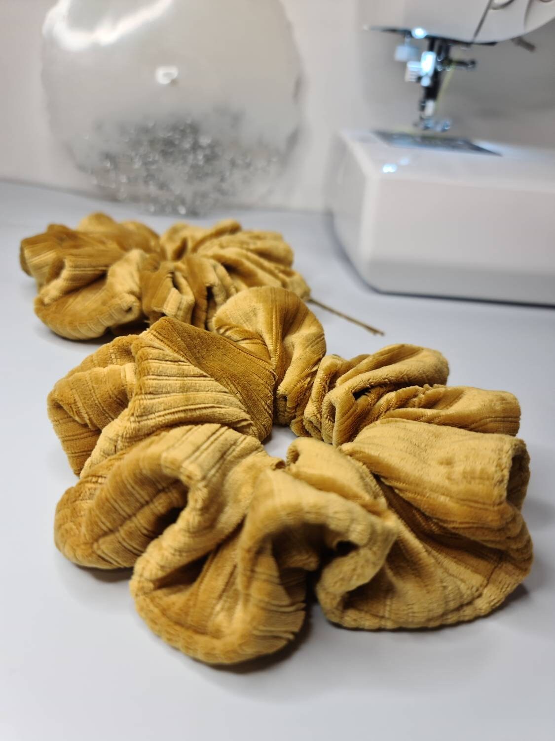 Corduroy Scrunchie - Soft Velvet curry