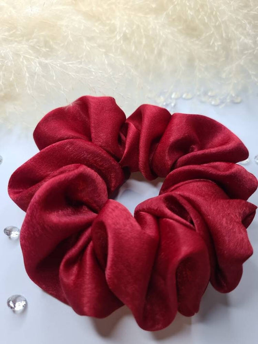 Velvet Touch Satin Scrunchie - Claret
