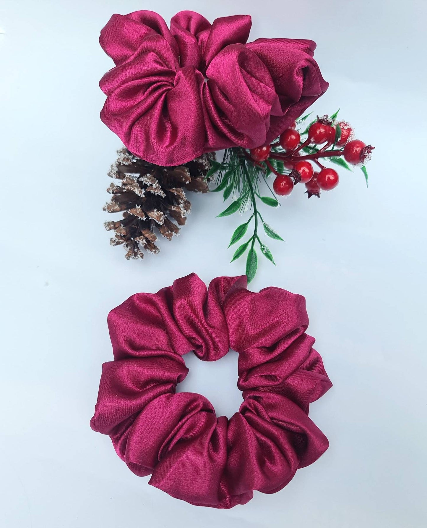 Satin Hair Scrunchie – Burgundy