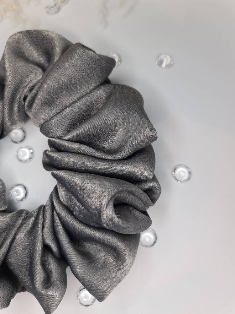 Velvet Touch Satin Scrunchie -  Dark Grey
