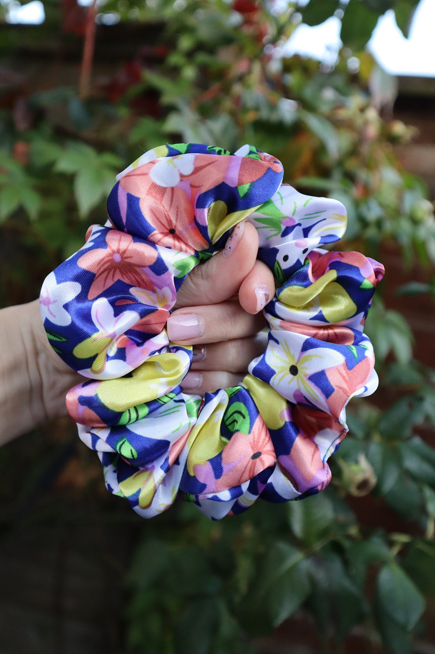 Satin Scrunchie  - flowers print
