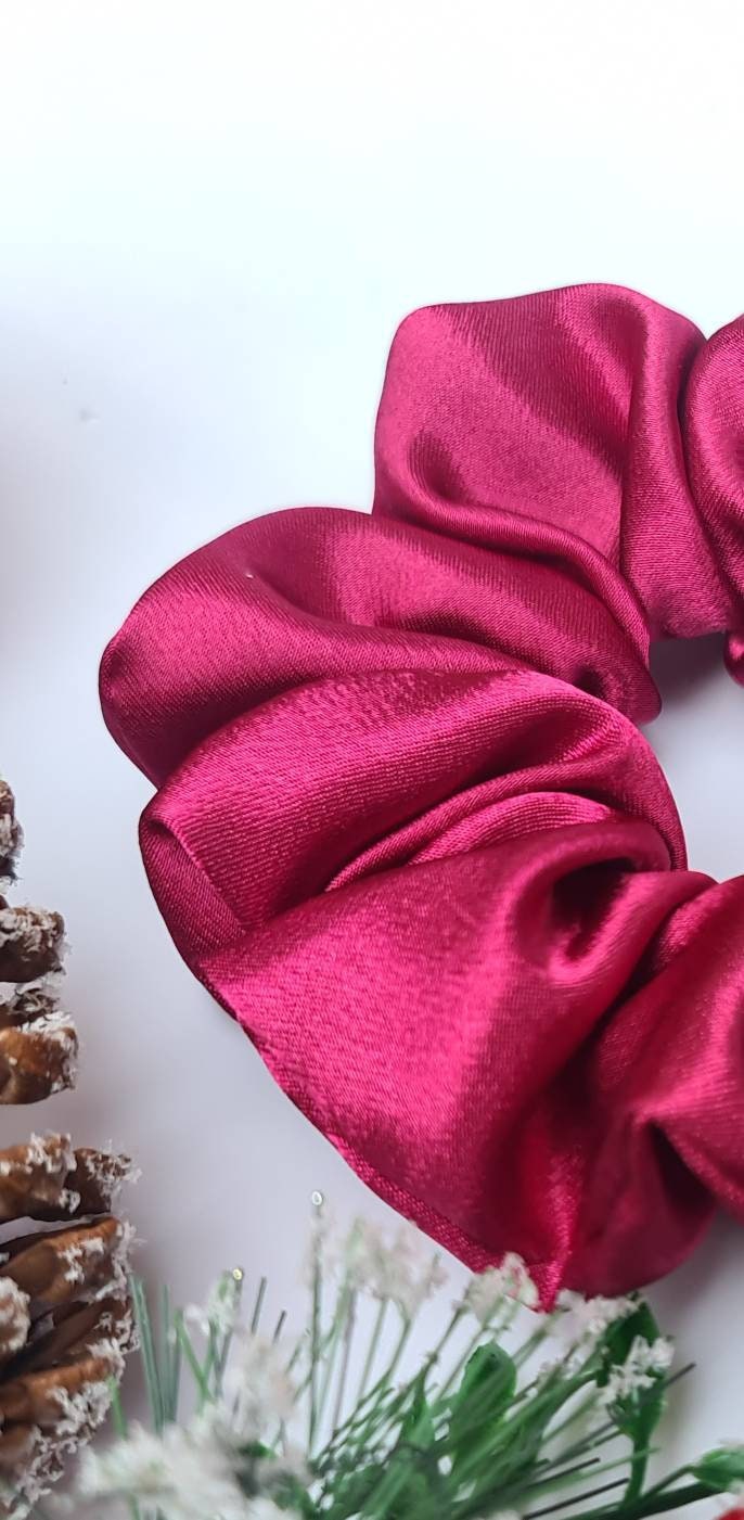 Satin Hair Scrunchie – Burgundy