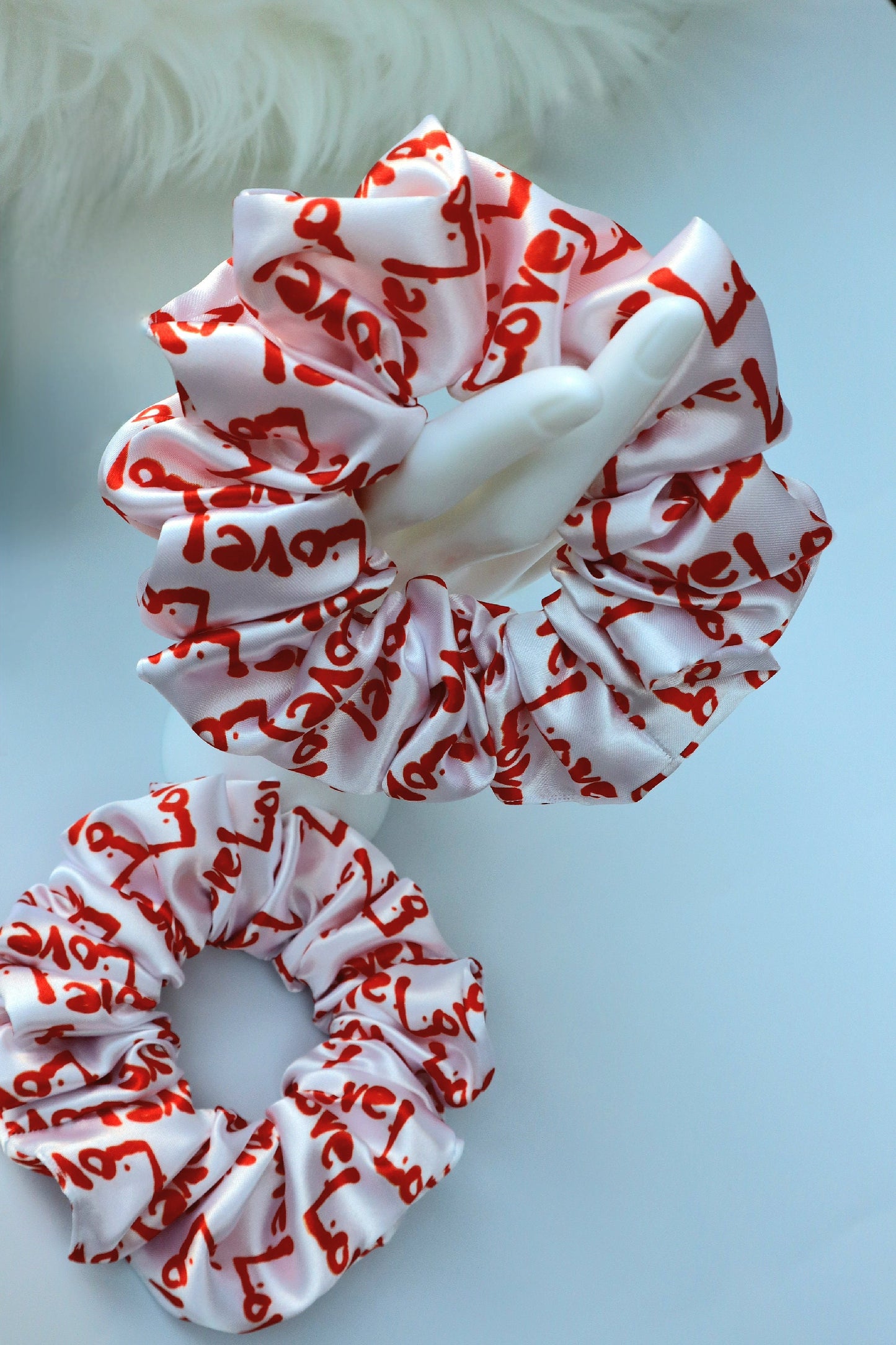 Satin Scrunchie - Love Hearts