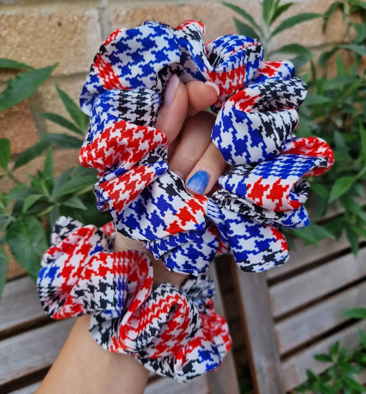 Satin Scrunchie -  Houndstooth design