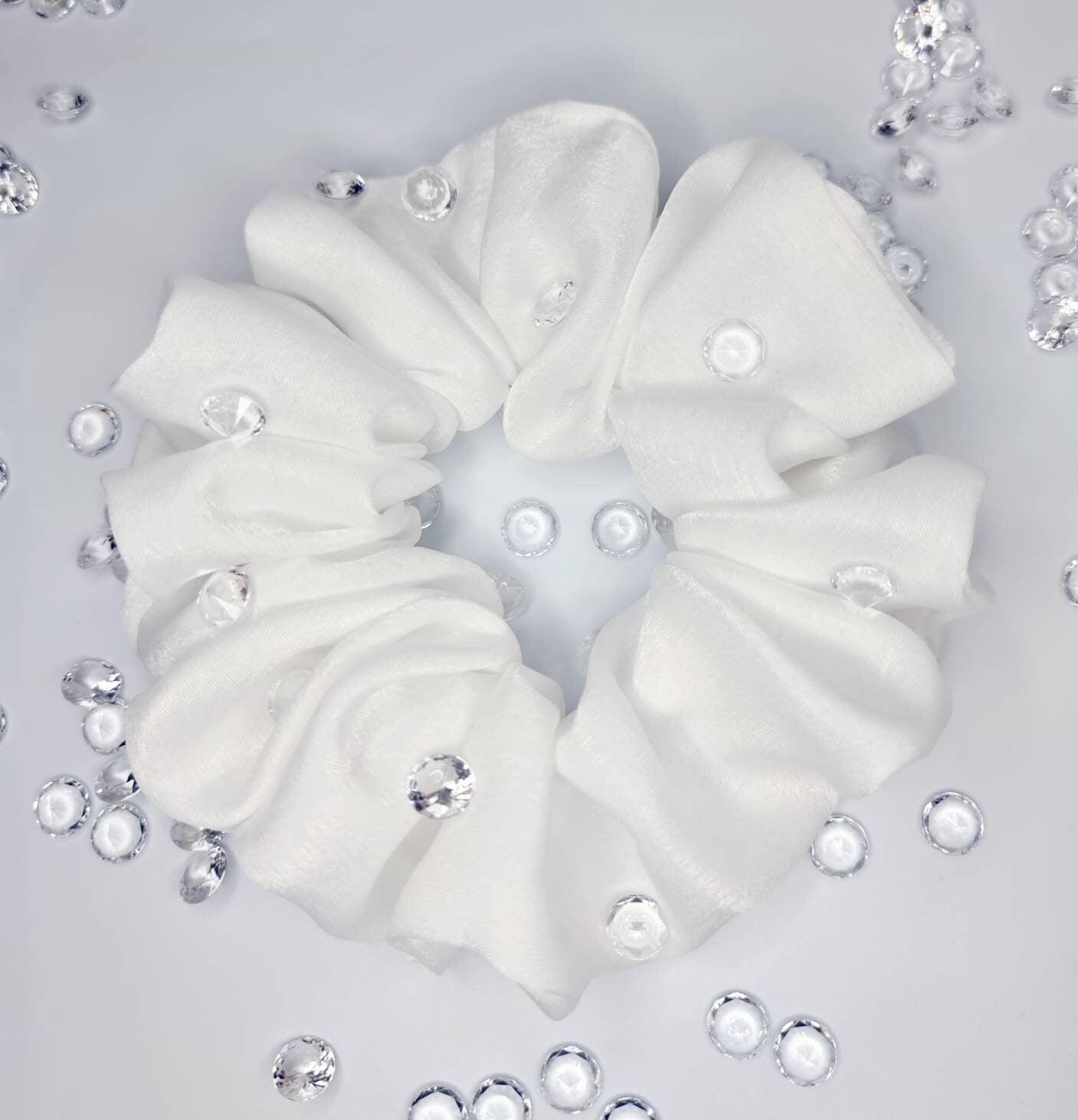 Velvet touch satin Scrunchie - White