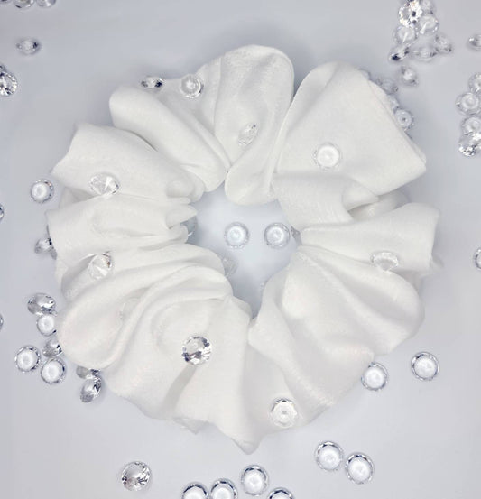 Velvet touch satin Scrunchie - White