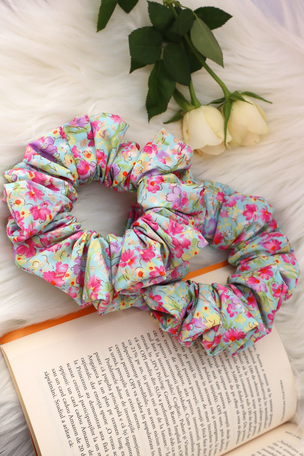 Cotton Scrunchie -  Rose & Hubble Poplin - Sky Blue